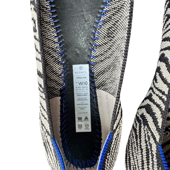 Rothy’s The Point Flats Zebra Print Black White Size 10 Sustainable Knit Shoes - Picture 3 of 5